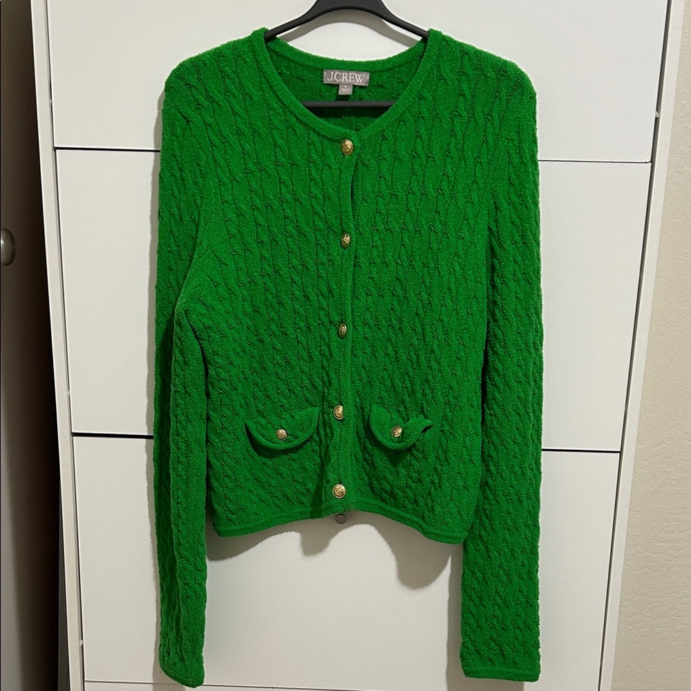 J. Crew Vibrant Green Button-Up Cardigan